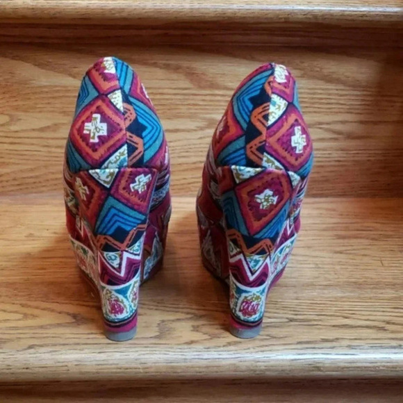 Olsenboye 8M Boho‎ multicolor print platforms Southwest Aztec colorful - Picture 4 of 8